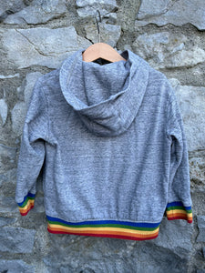 Grey hoodie with rainbow cuffs  3-4y (98-104cm)