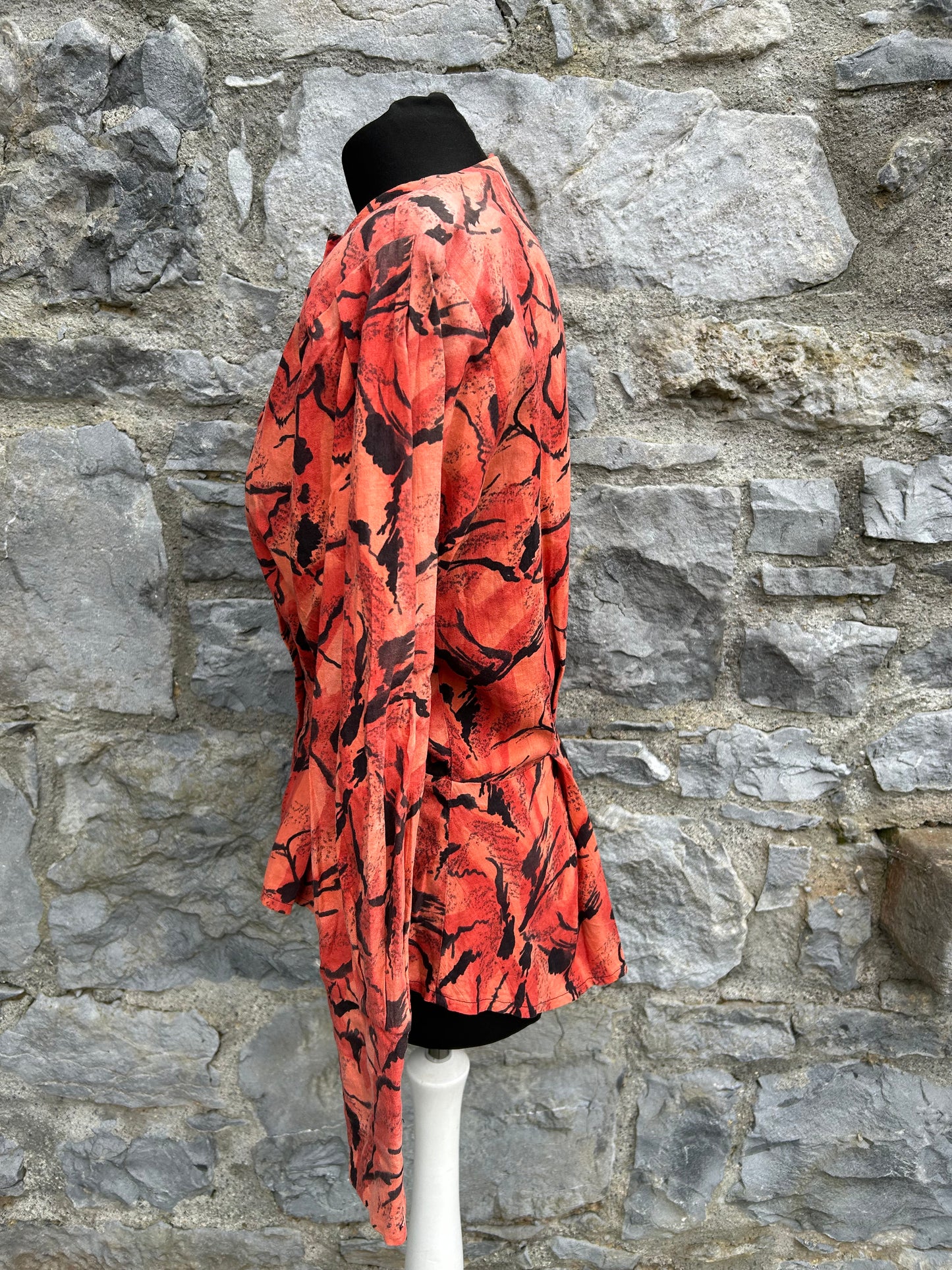 80s abstract orange blouse uk 12