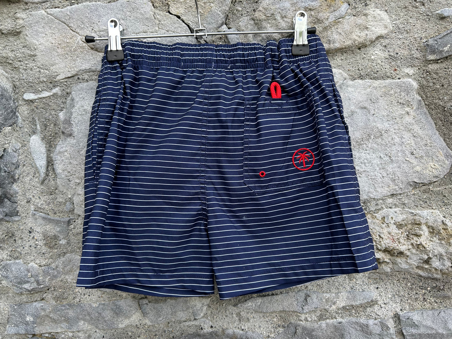 Navy stripy swim trunks  11-12y (146-152cm)