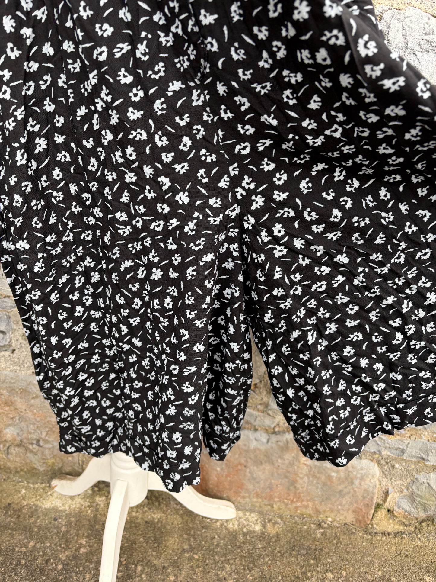 80s black floral jumpsuit uk 14