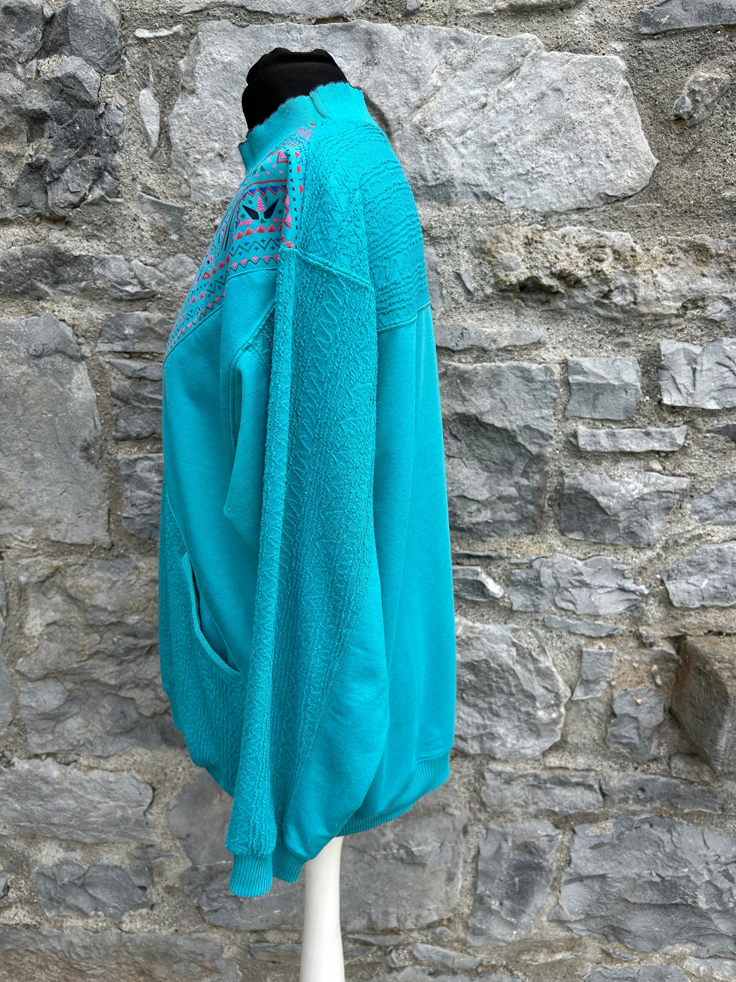 80s geometric teal sweatshirt uk 14