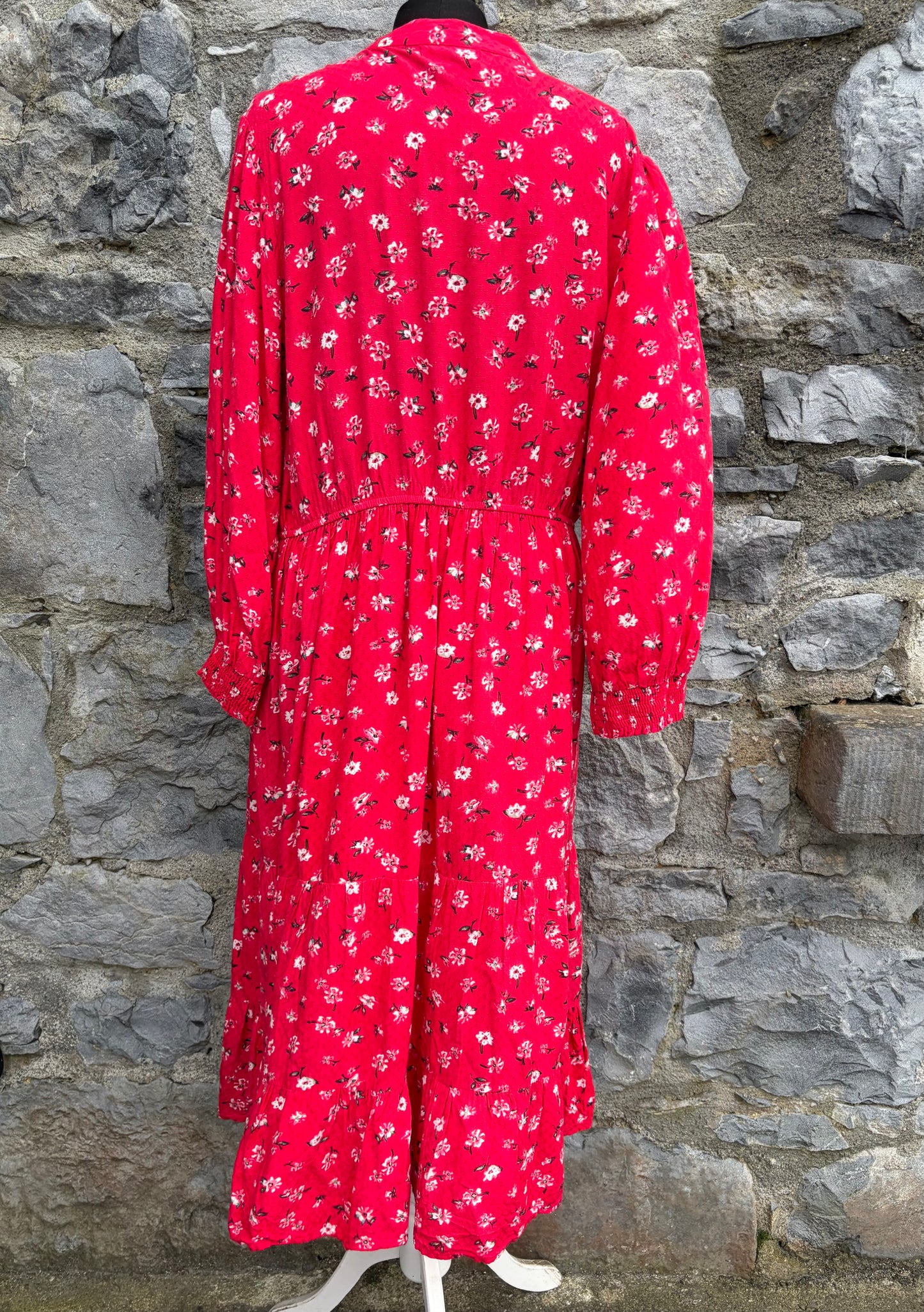 Red floral bohemian midi dress uk 14