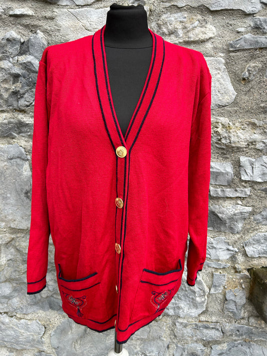 90s red cardigan uk 14-16