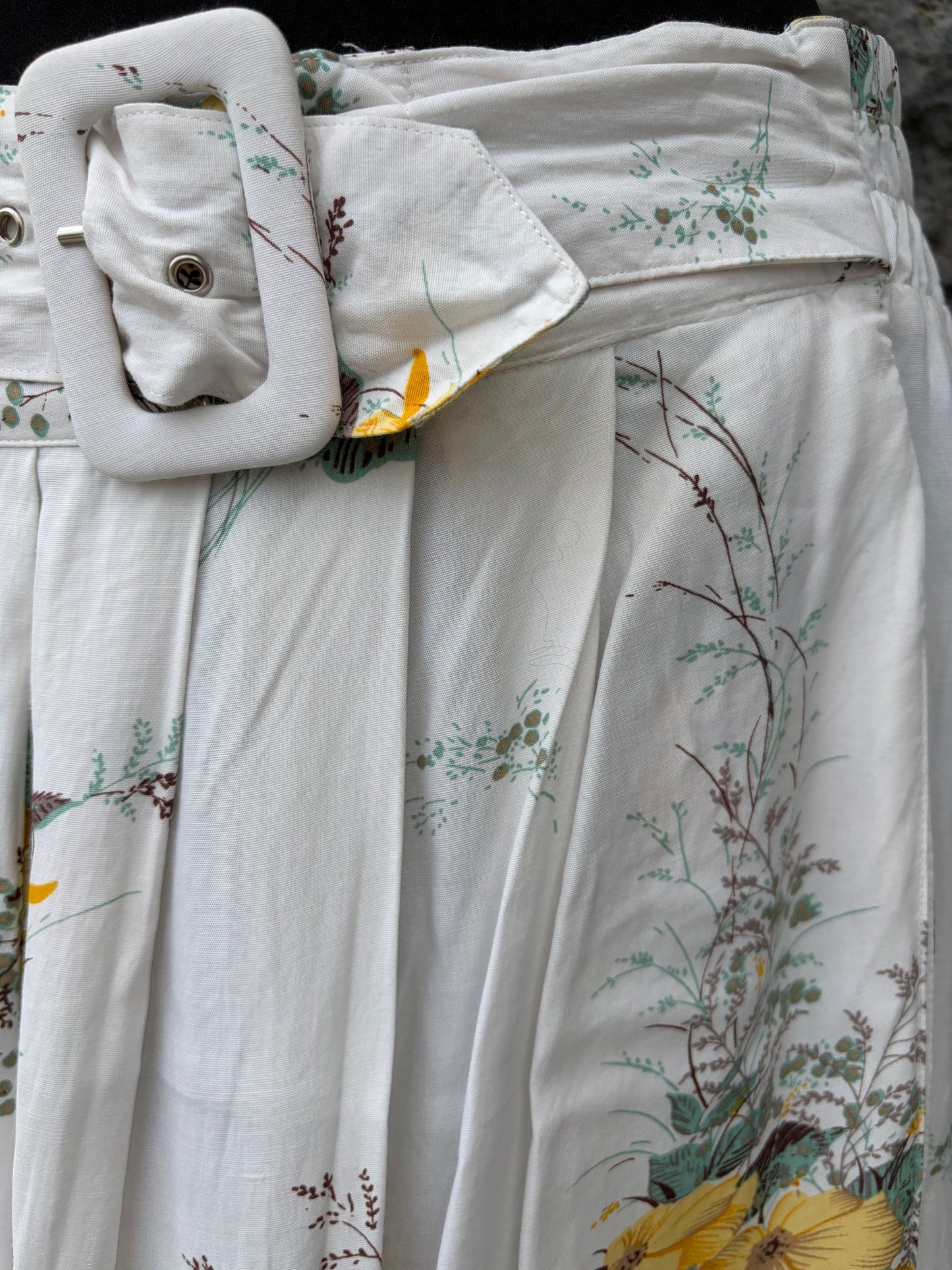80s yellow flowers skirt uk 14