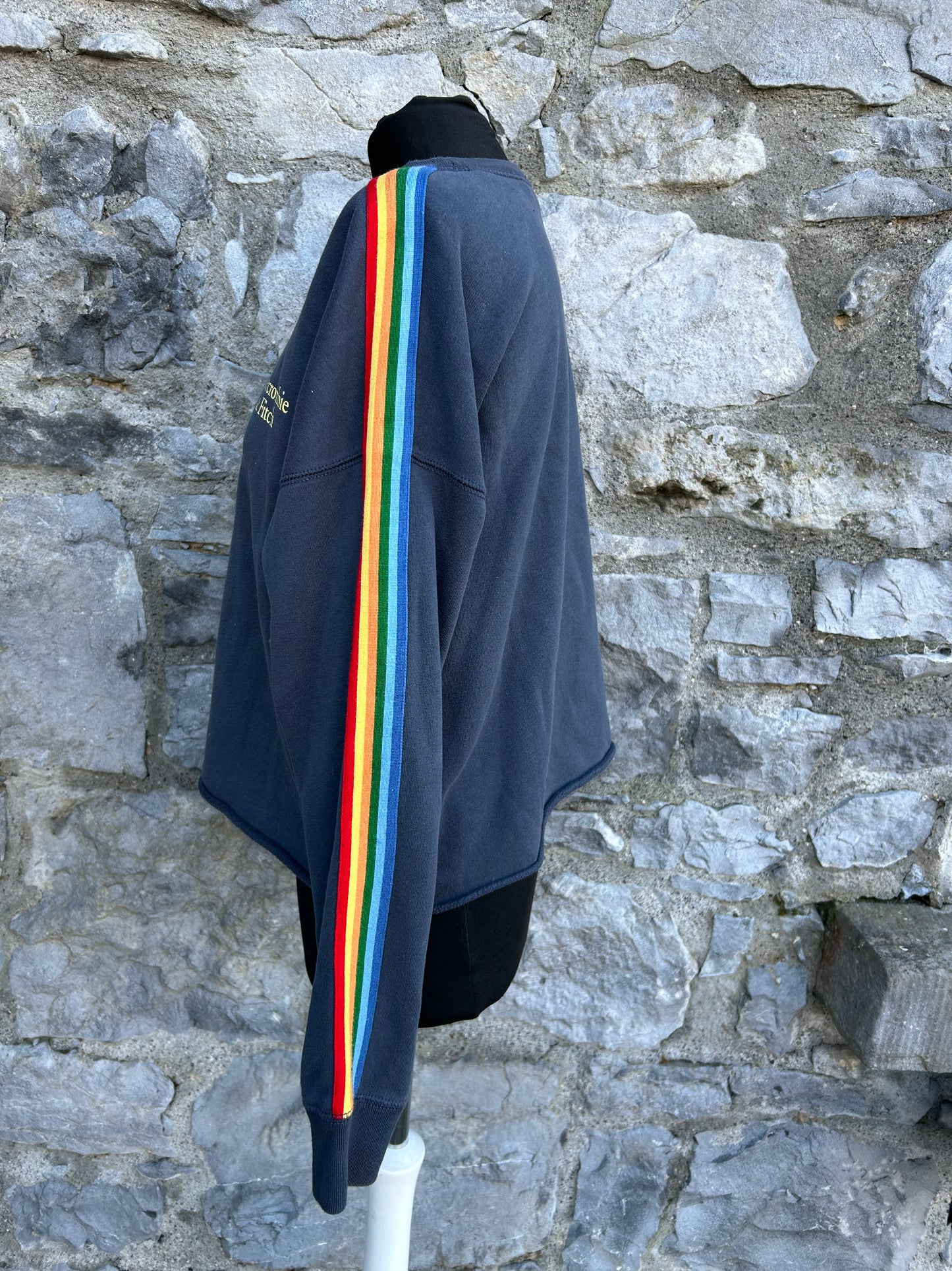 Navy sweatshirt with rainbow stripes uk 10-12