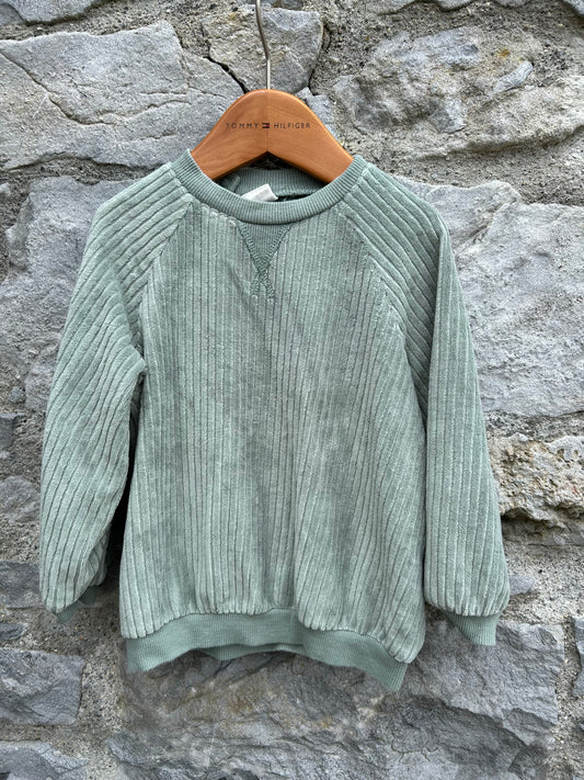 Khaki ribbed velour sweatshirt  12-18m (80-86cm)