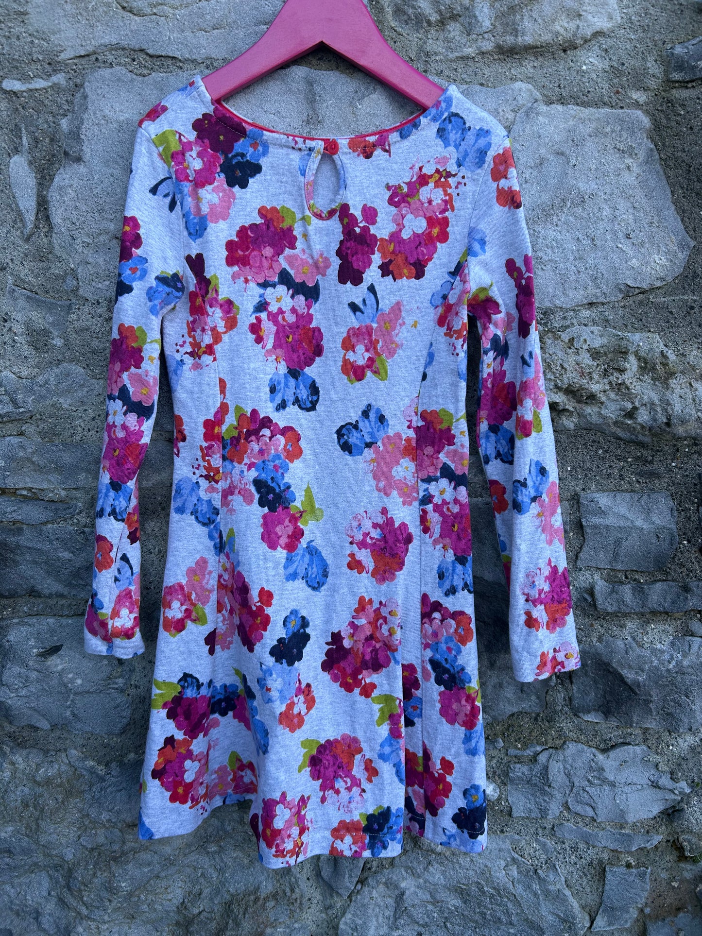 Floral grey dress  7y (122cm)