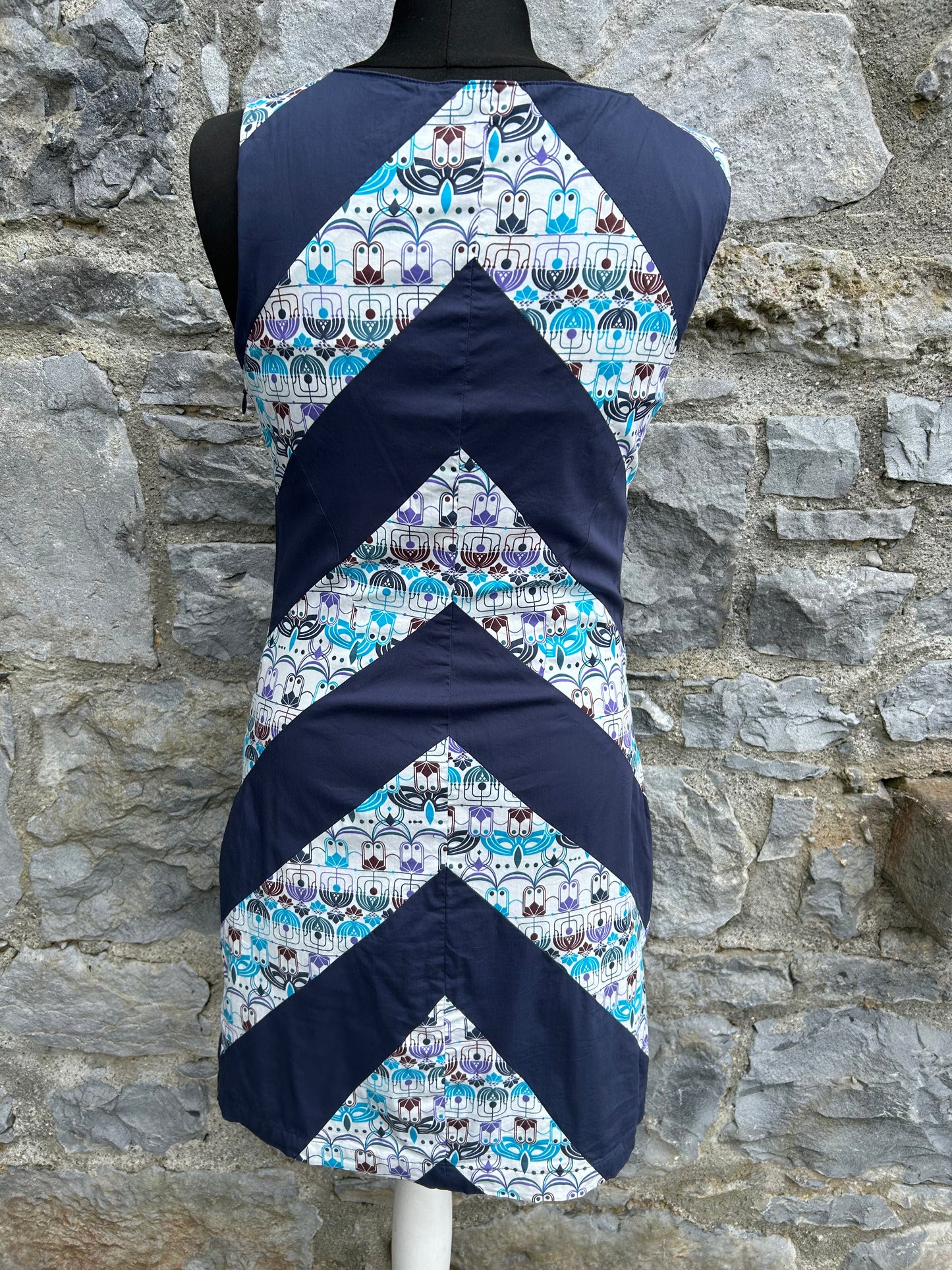 Navy&floral chevron dress uk 6-8