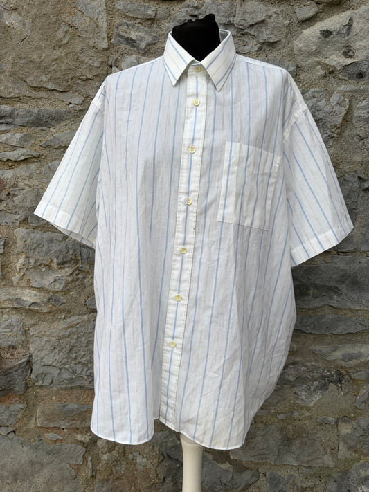 90s white stripy shirt Large