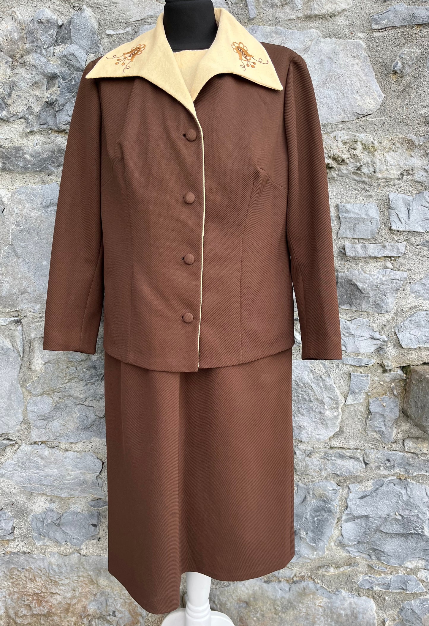 70s beige&brown dress&jackets uk 14