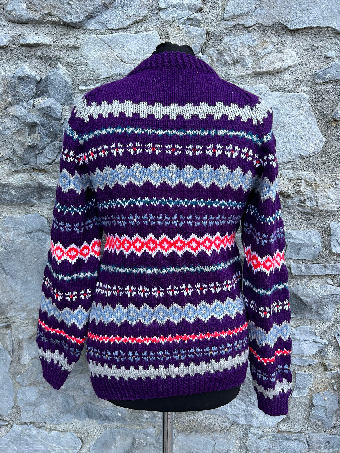 90s Purple stripy woolly jumper 6-8