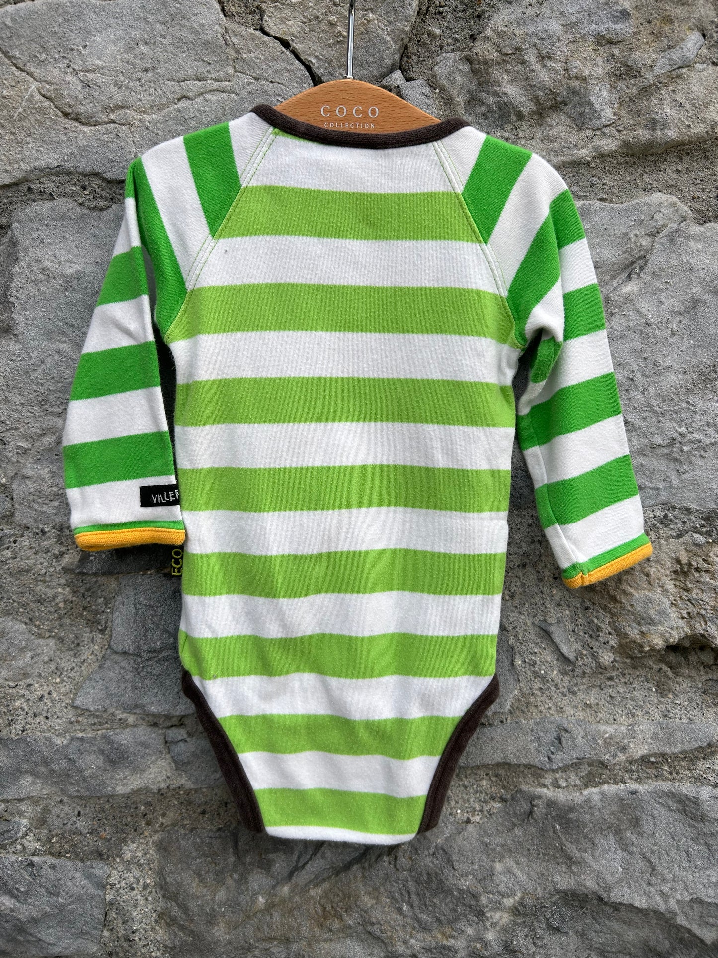 Green stripy vest 6m (68cm)