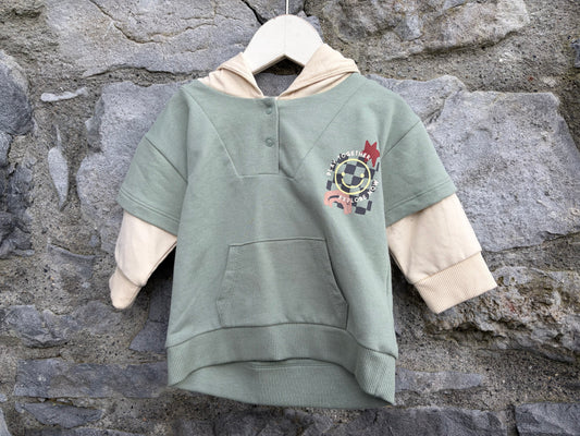 Play together khaki hoodie  3-6m (62-68cm)