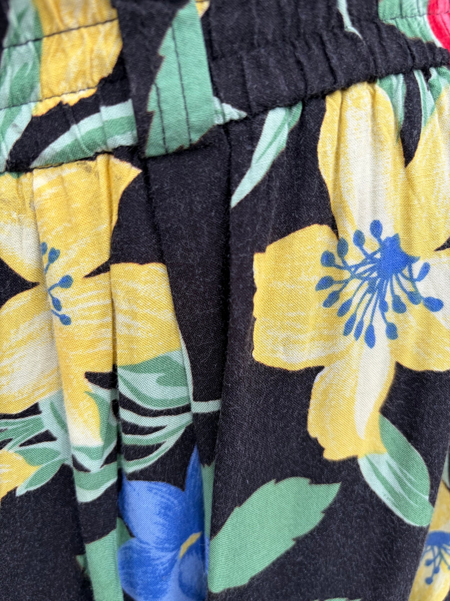 80s blue&yellow flowers skirt uk 10-12