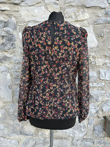 Floral black top uk 10