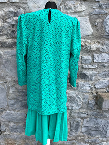 80s green spotty dress uk 10-12