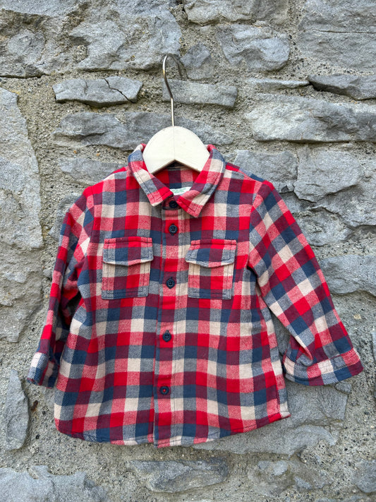 Red check flannel shirt  3-6m (62-68cm)