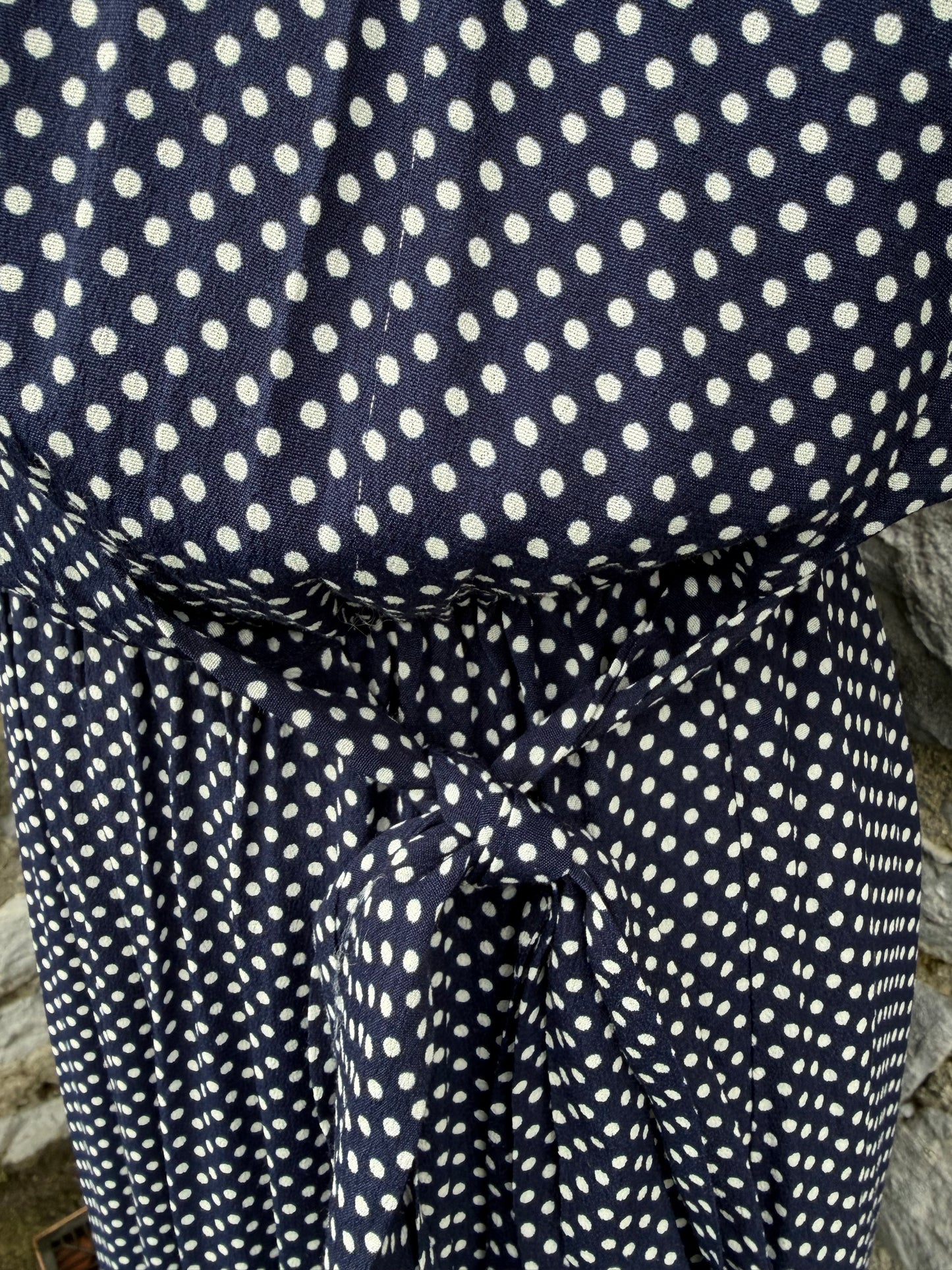 Polka dots navy dress uk 8-10