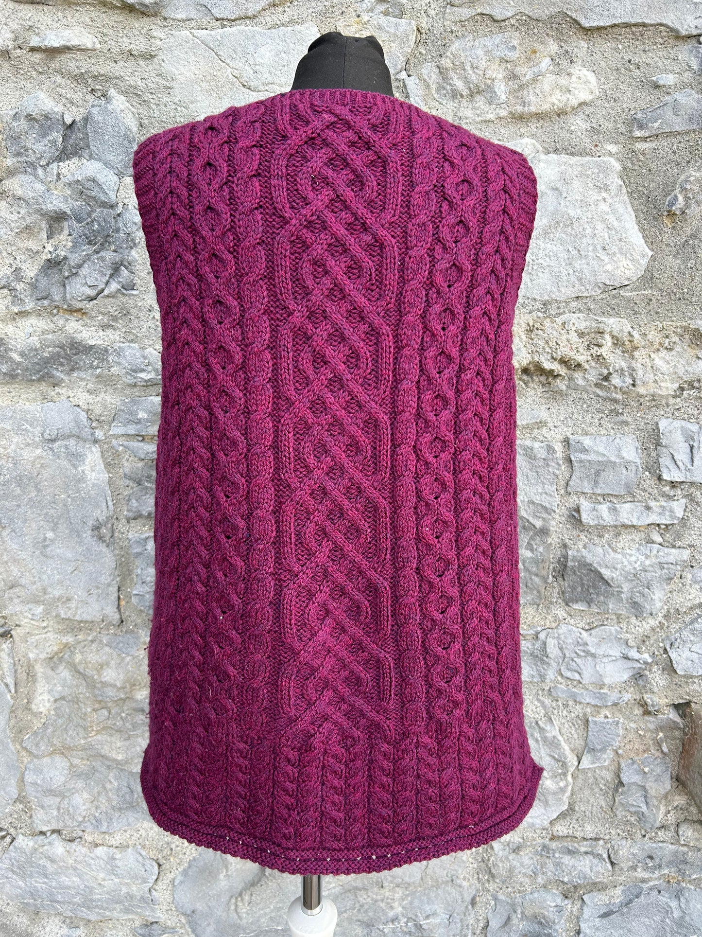 Maroon Aran style gilet uk 14