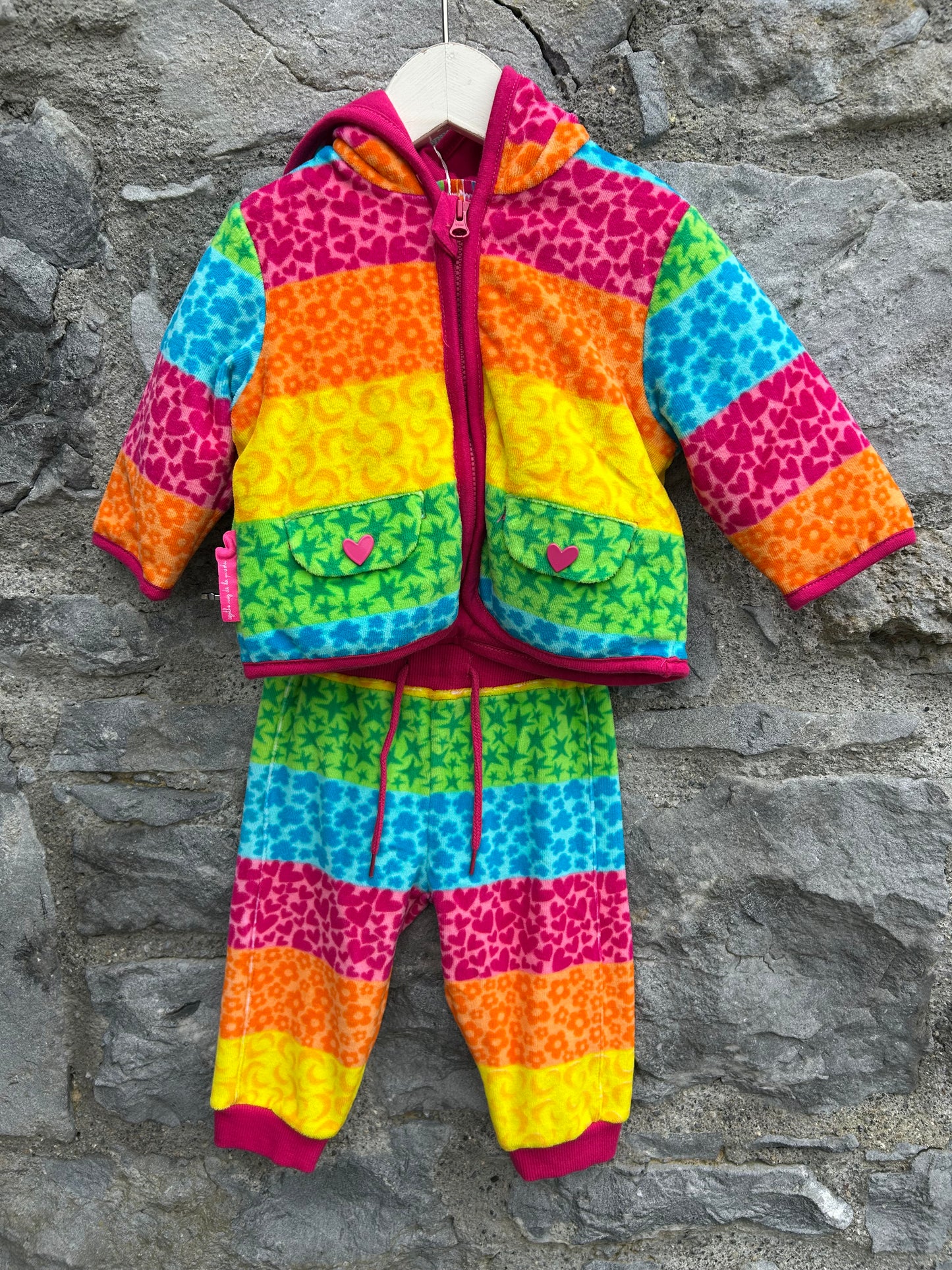 Rainbow hearts velvet set  3-6m (62-68cm)