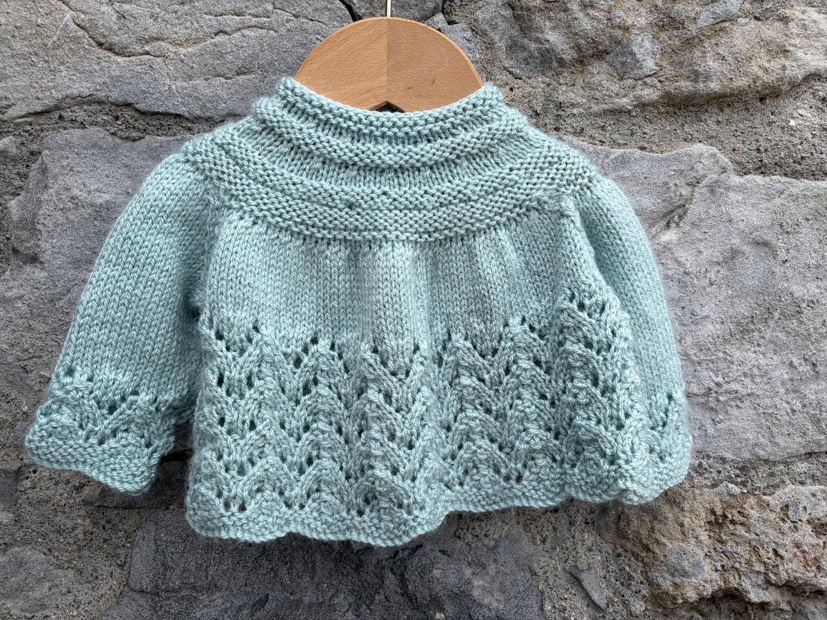 Mint lace hem pattern cardigan  0-1m (50-56cm)