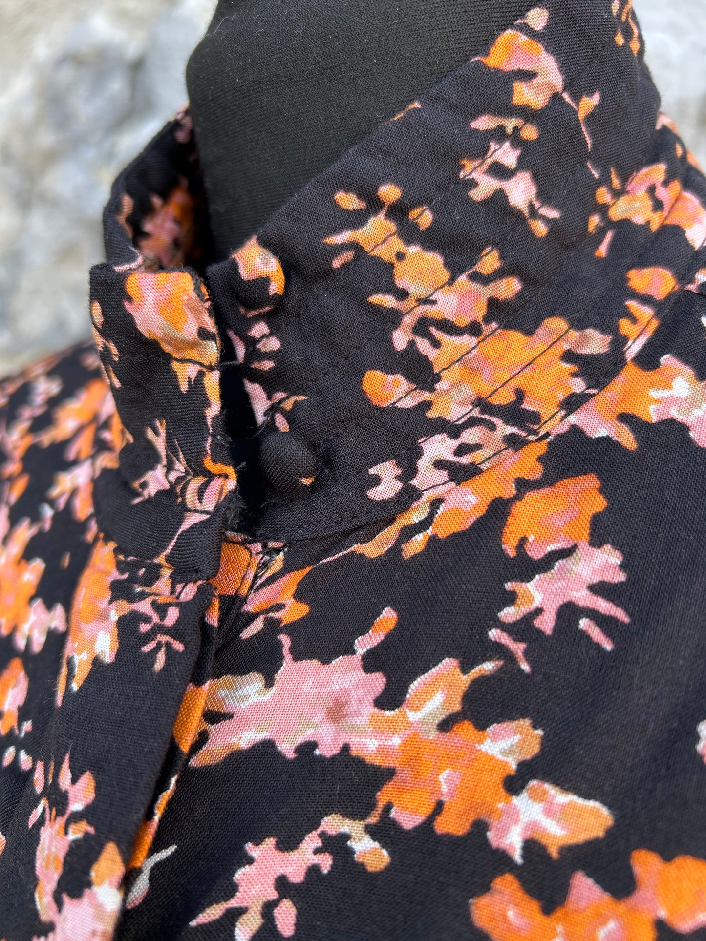 Orange flowers black blouse uk 8