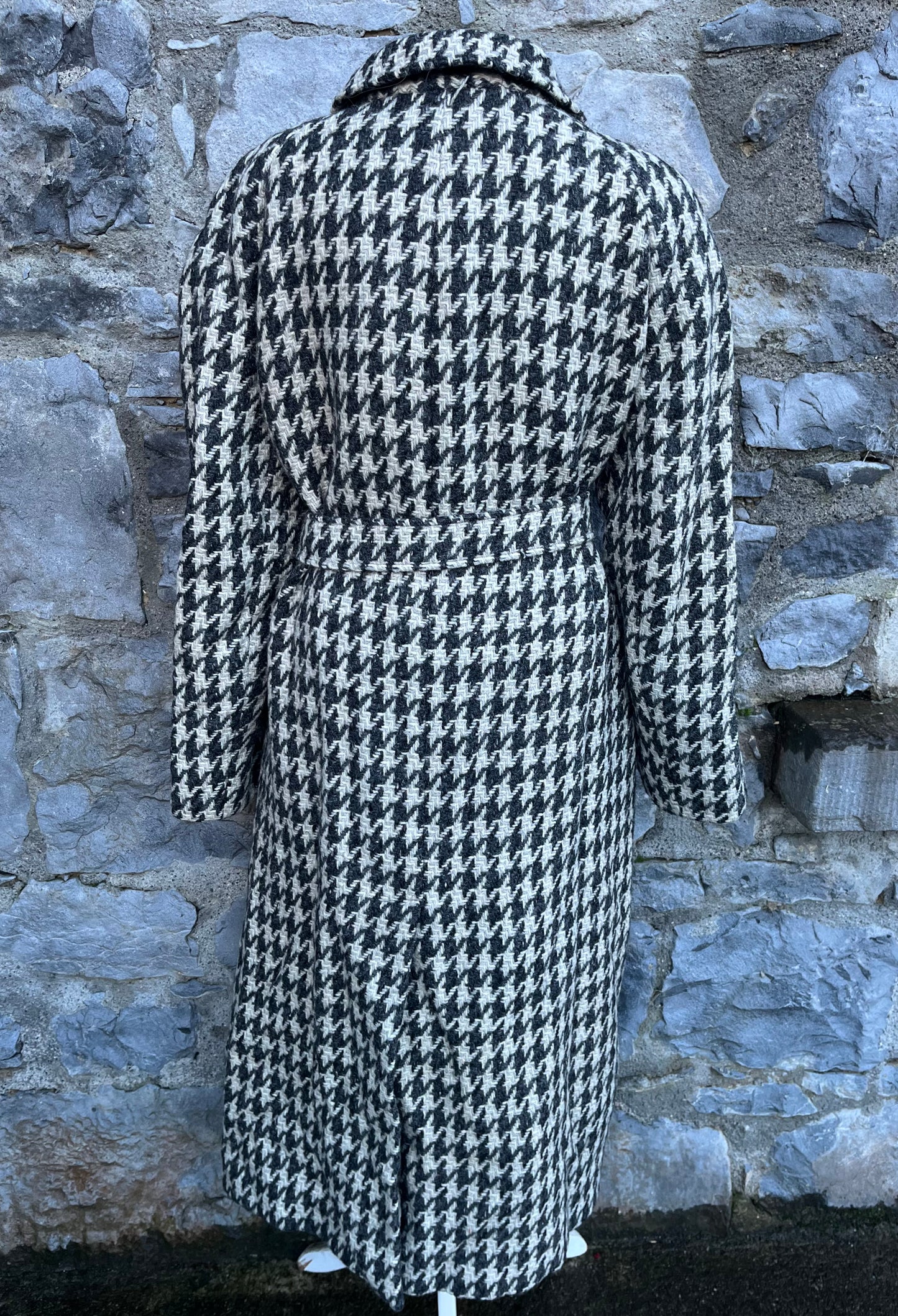 90s houndstooth coat with scarf uk 14-16