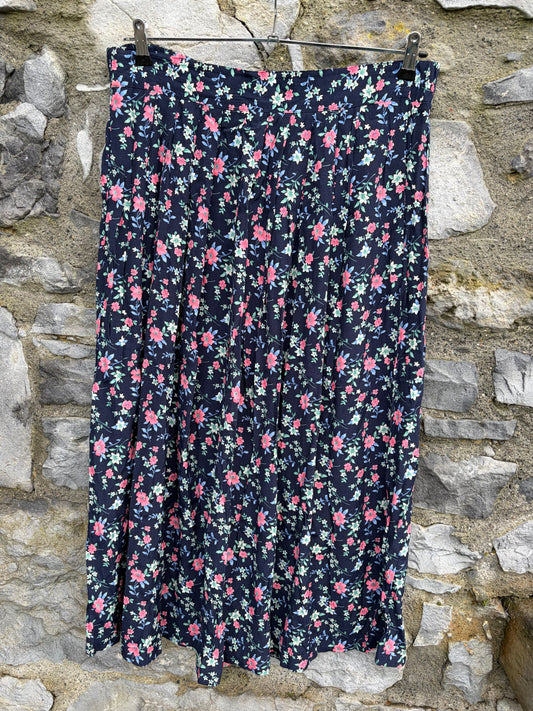 90s floral black skirt uk 16-18
