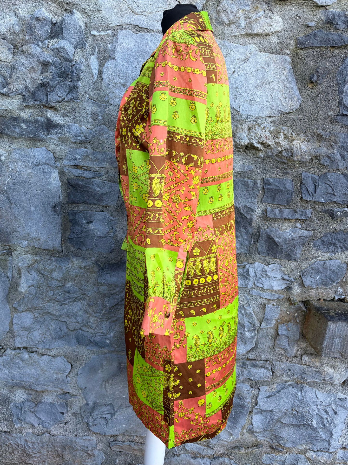 90s pink&lime patchwork dress uk 8-10