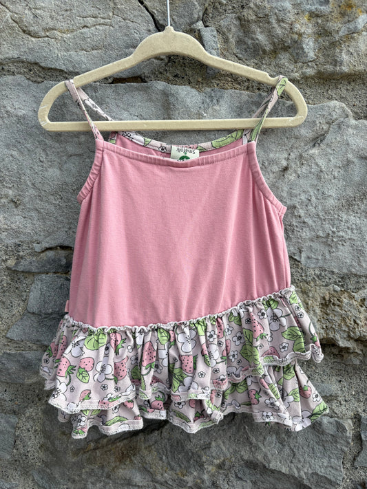 Pink strawberry ruffled top  3-4y (98-104cm)