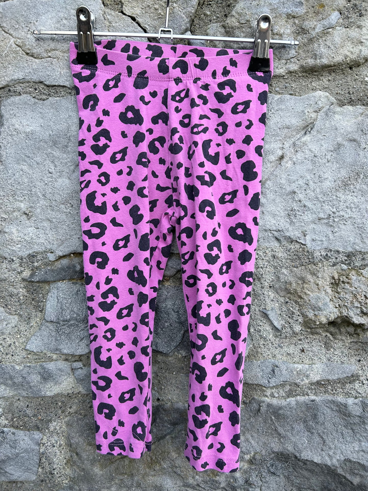 Pink leopard print leggings   12-18m (80-86cm)