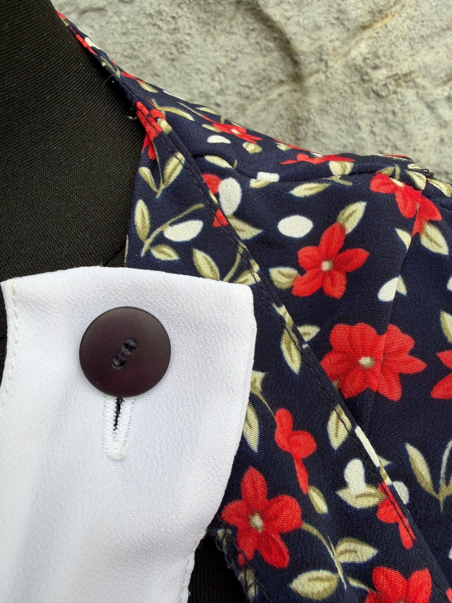90s red flowers black dress uk 16