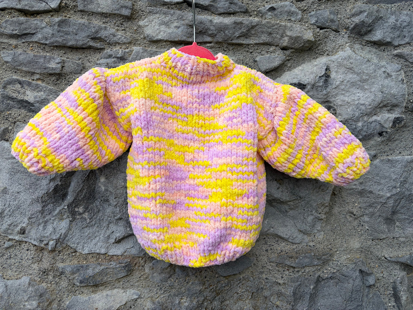 Yellow&pink fleece cardigan  9-12m (74-80cm)