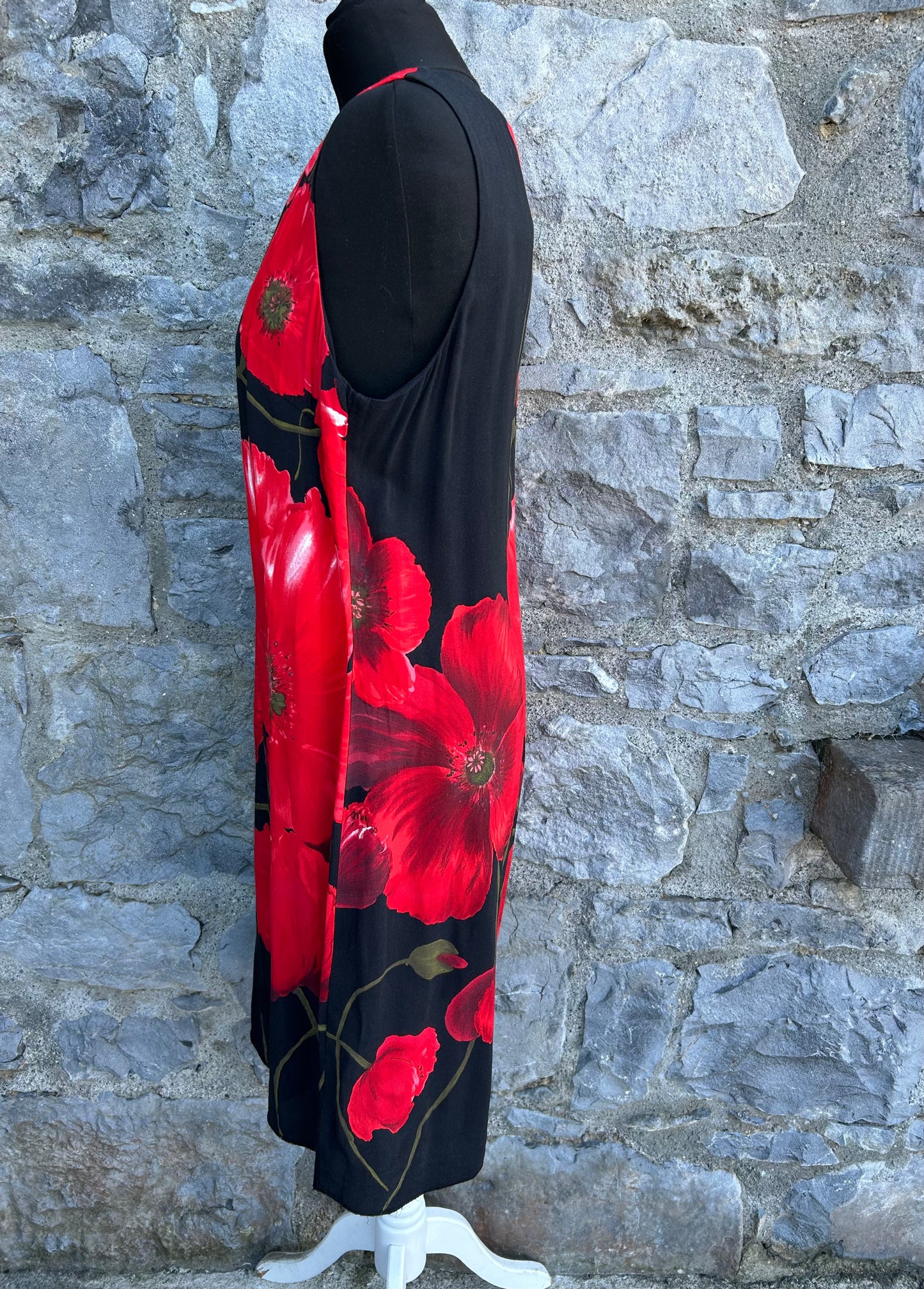 90s red poppies dress uk 12