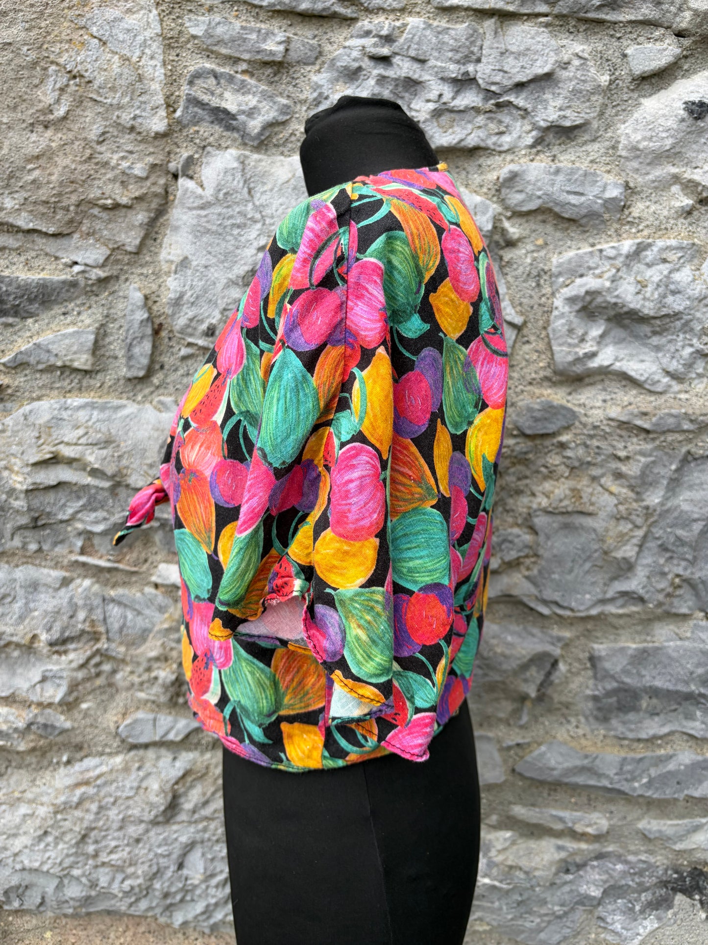 80s colourful fruity cropped top uk 8-10
