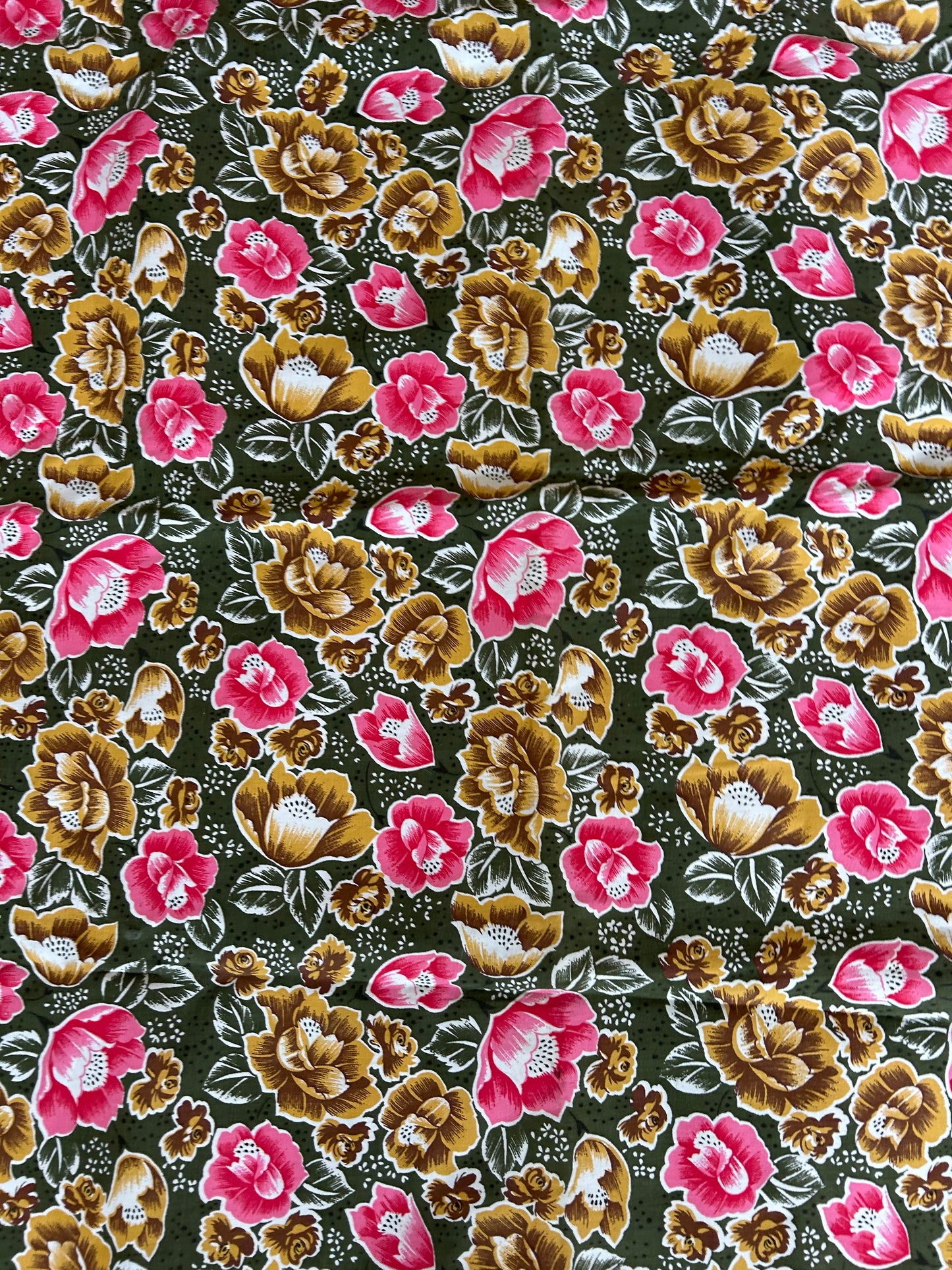 Floral pink&khaki fabric