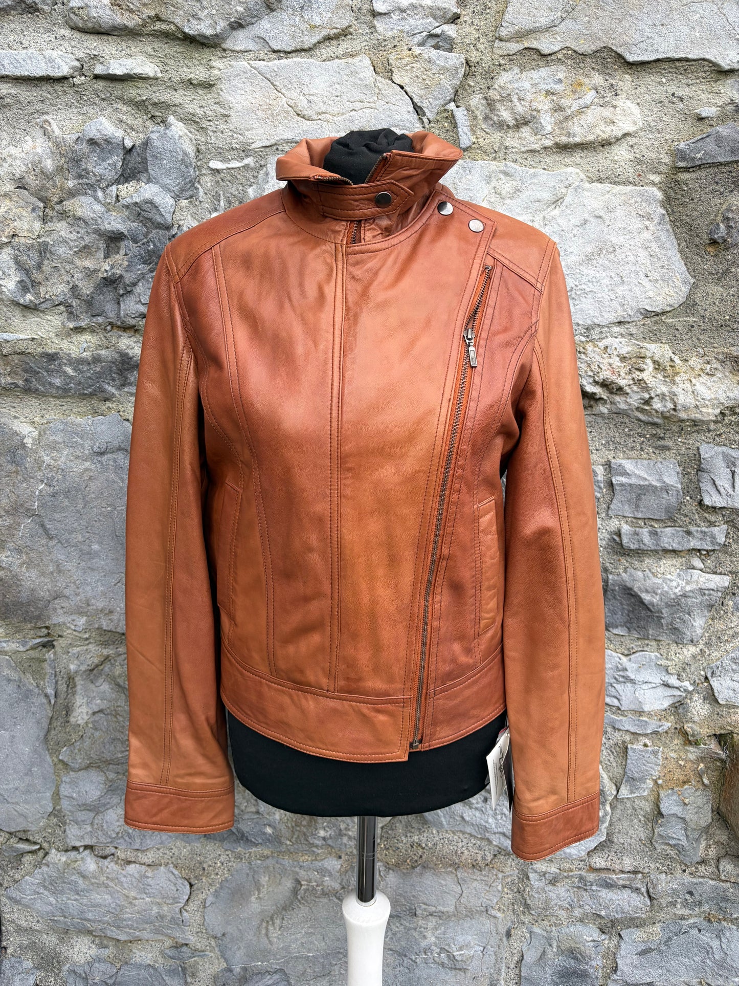 90s brown leather jacket uk 8-10
