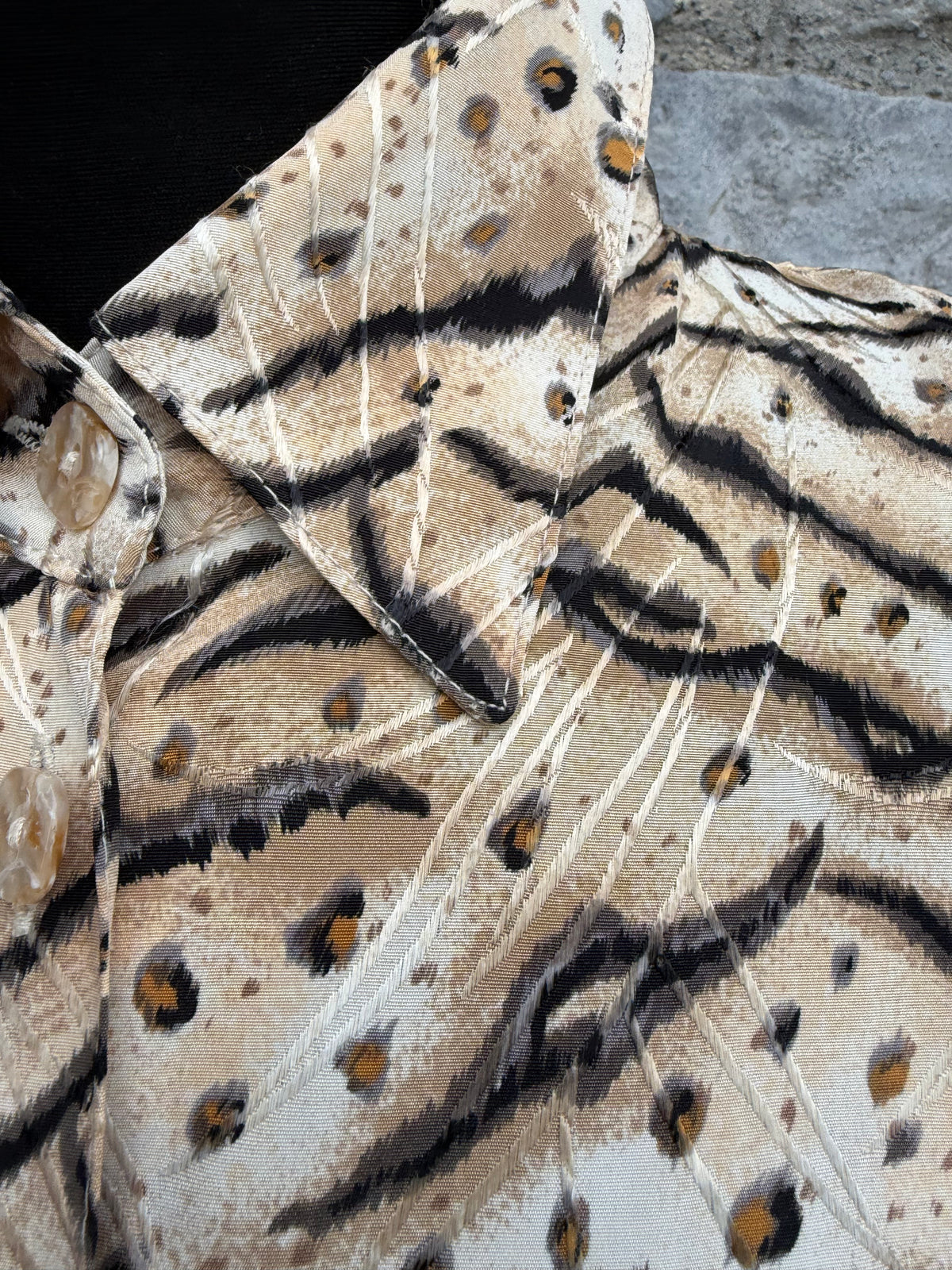 90s animal print beige blouse uk 12