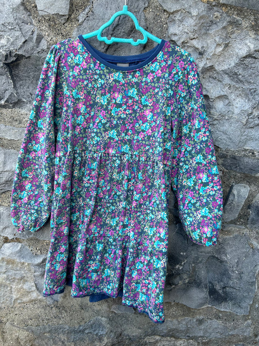 Blue&purple flowers dress  6-7y (116-122cm)