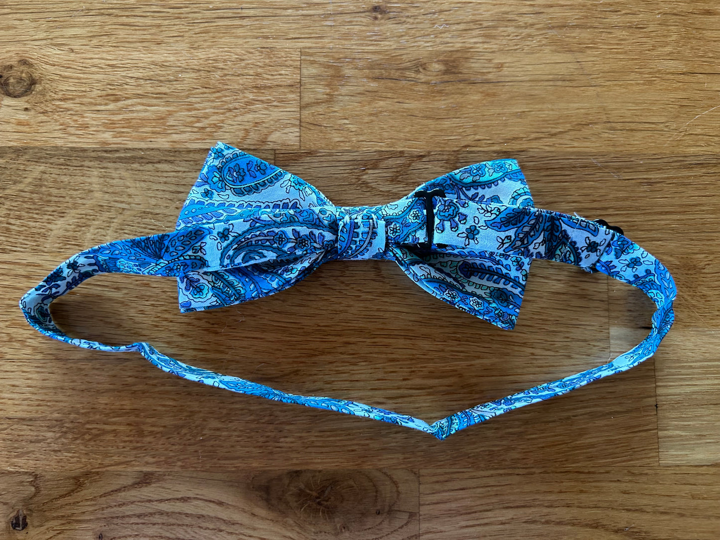 Blue paisley bow tie