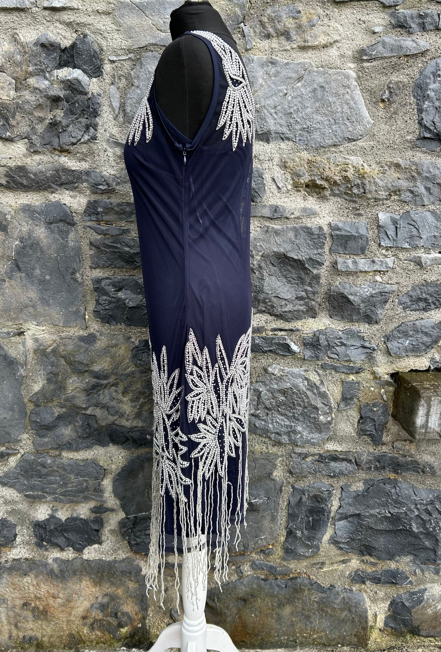 Embroidered sequins navy dress uk 8-10