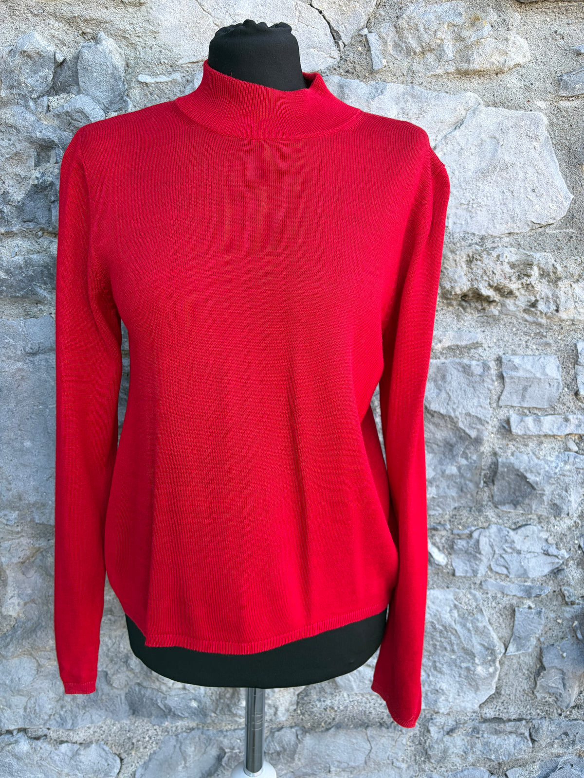 90s red high neck silk jumper uk 10