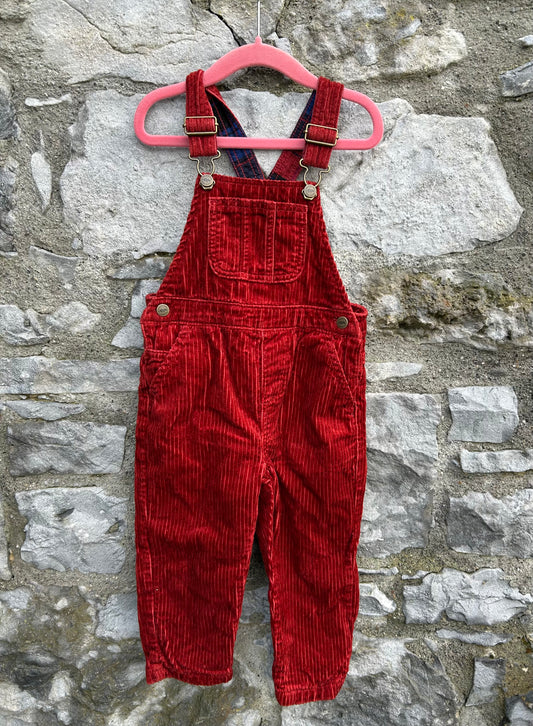 Dark red cord dungarees  2-3y (92-98cm)