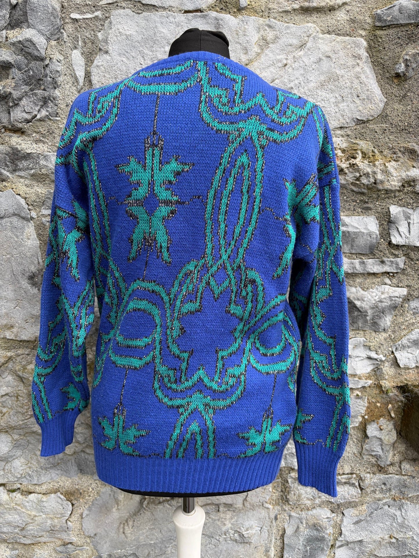 80s Blue&green jumper uk 8-10