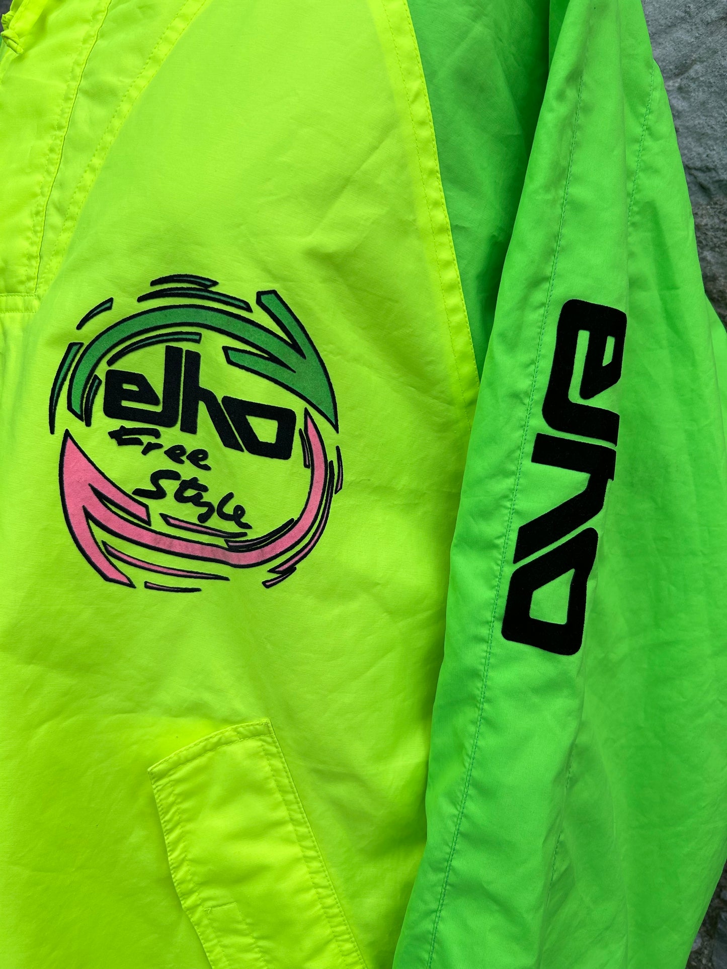 90s green neon half zip jacket Large