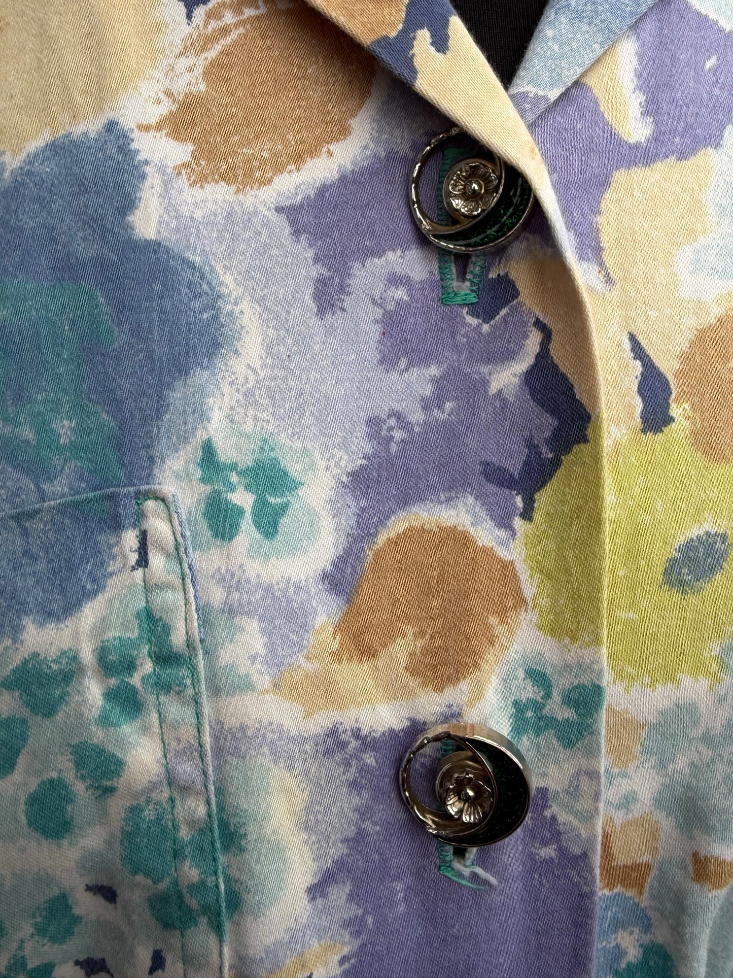 80s Purple&yellow floral shirt uk 14-16