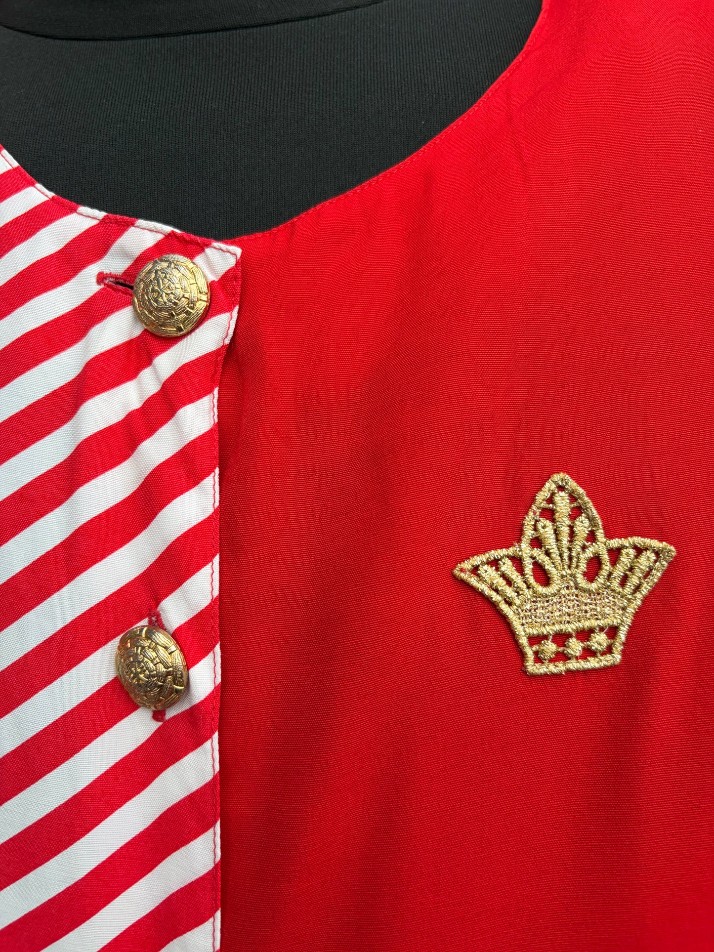 80s red&stripy blouse uk 14-16