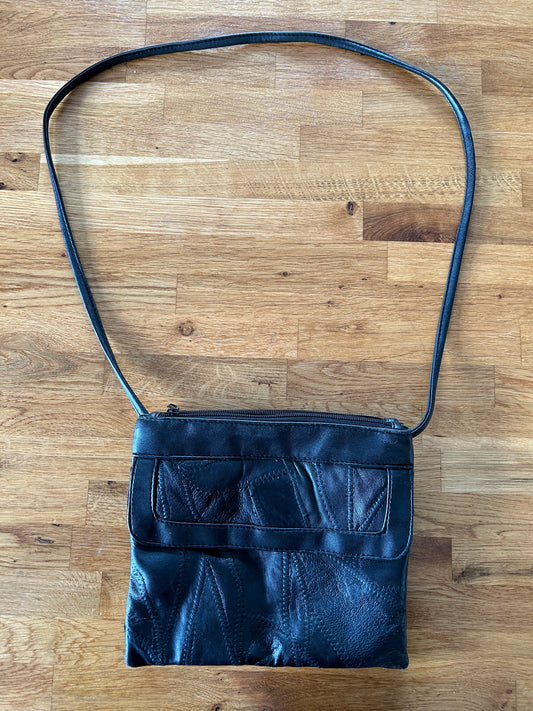 Black leather patchwork bag