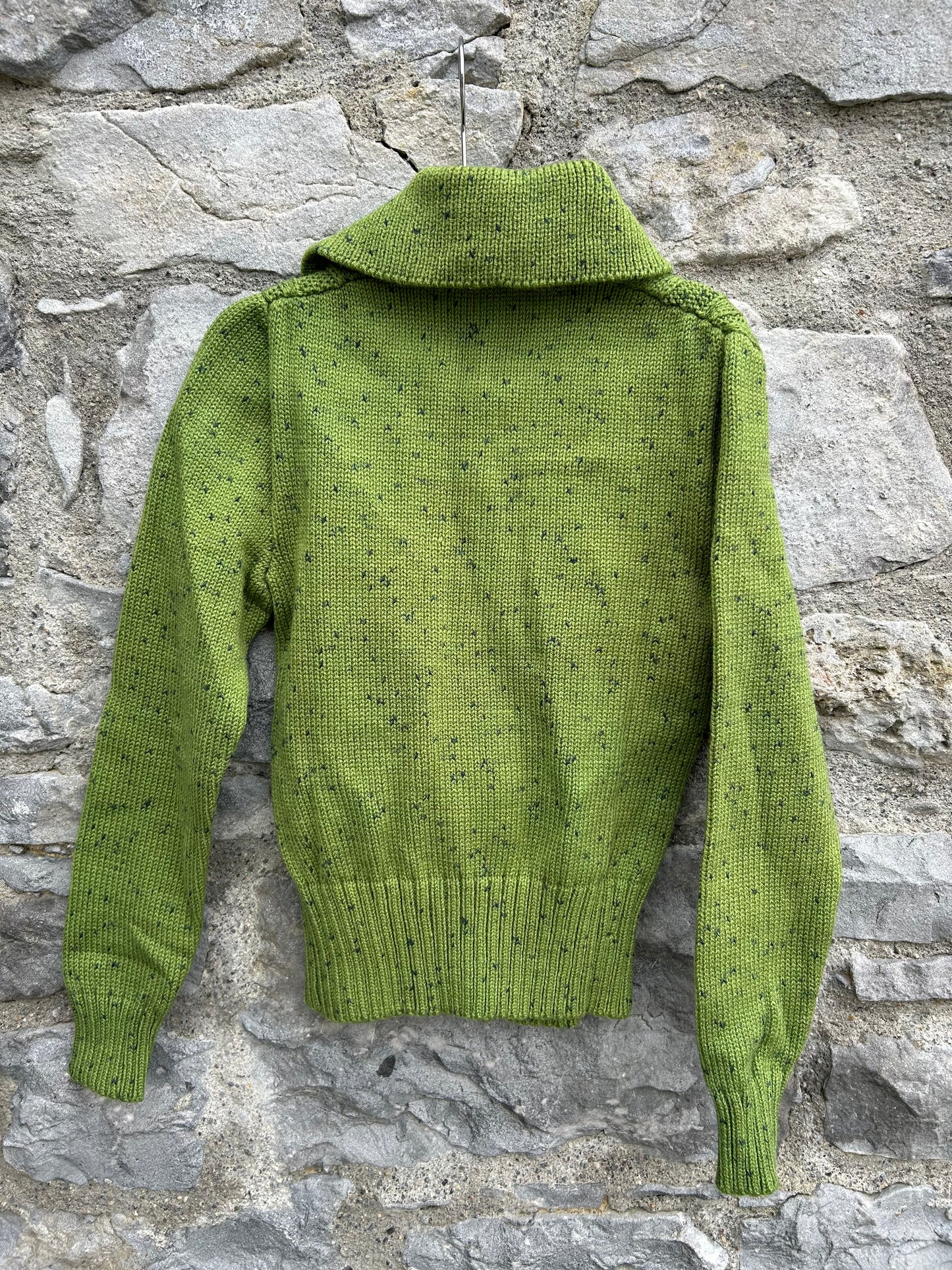 80s Green melange cardigan  11y (146cm)