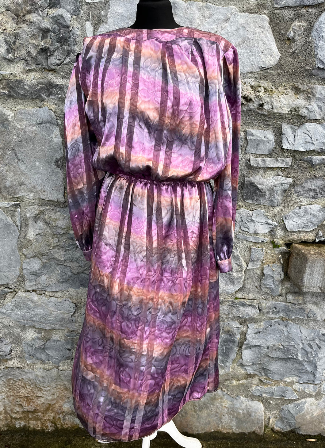 80s pink stripy dress uk 12-14